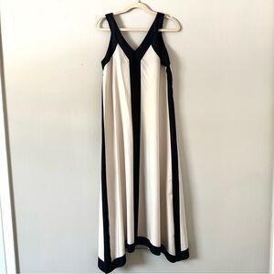 Black & Ivory Colorblock Midi Dress Minimal Chic Sleeveless S